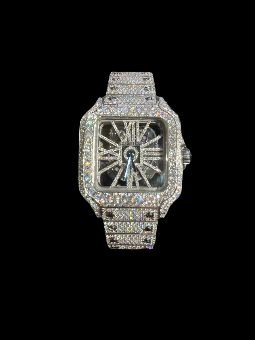 Lab stone skeleton watch