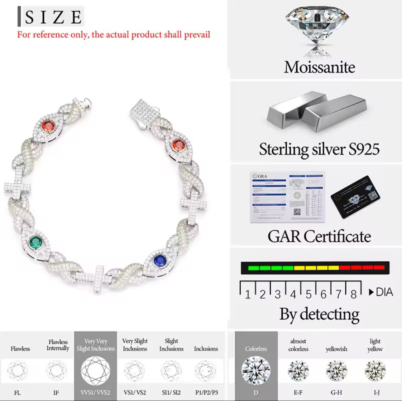 Moissanite 925 silver bracelet