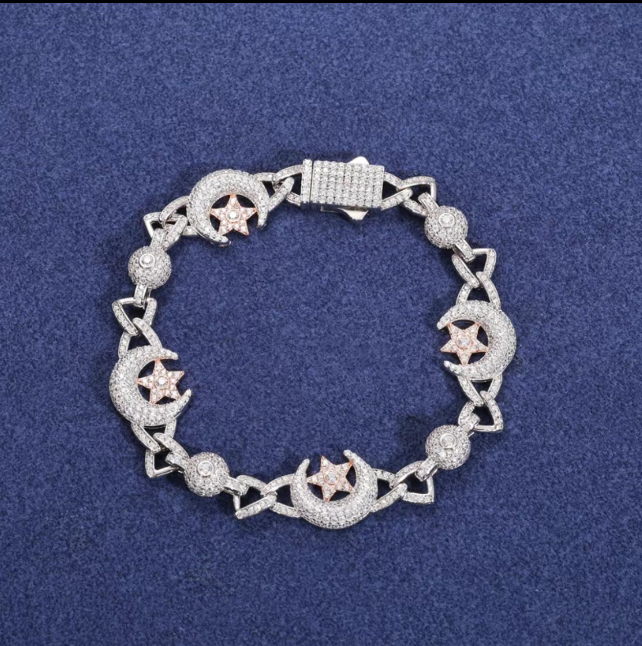 Moissanite 925 silver moon/star bracelet