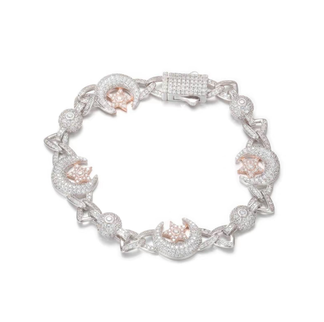 Moissanite 925 silver moon/star bracelet