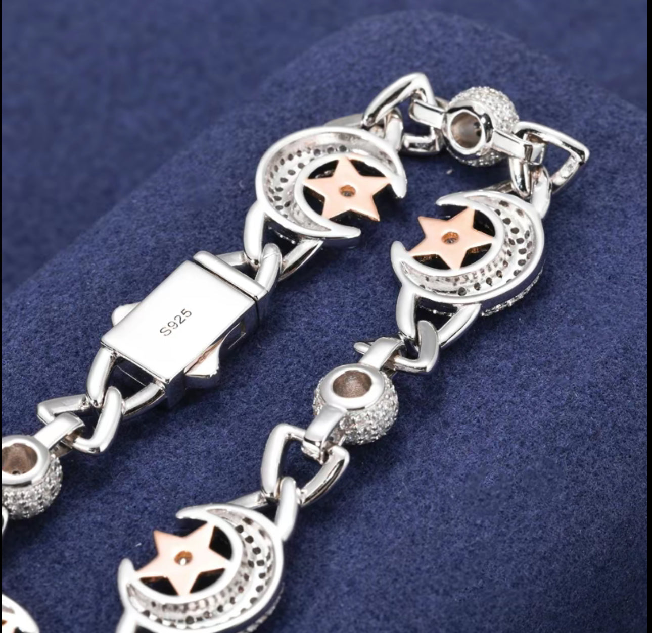 Moissanite 925 silver moon/star bracelet