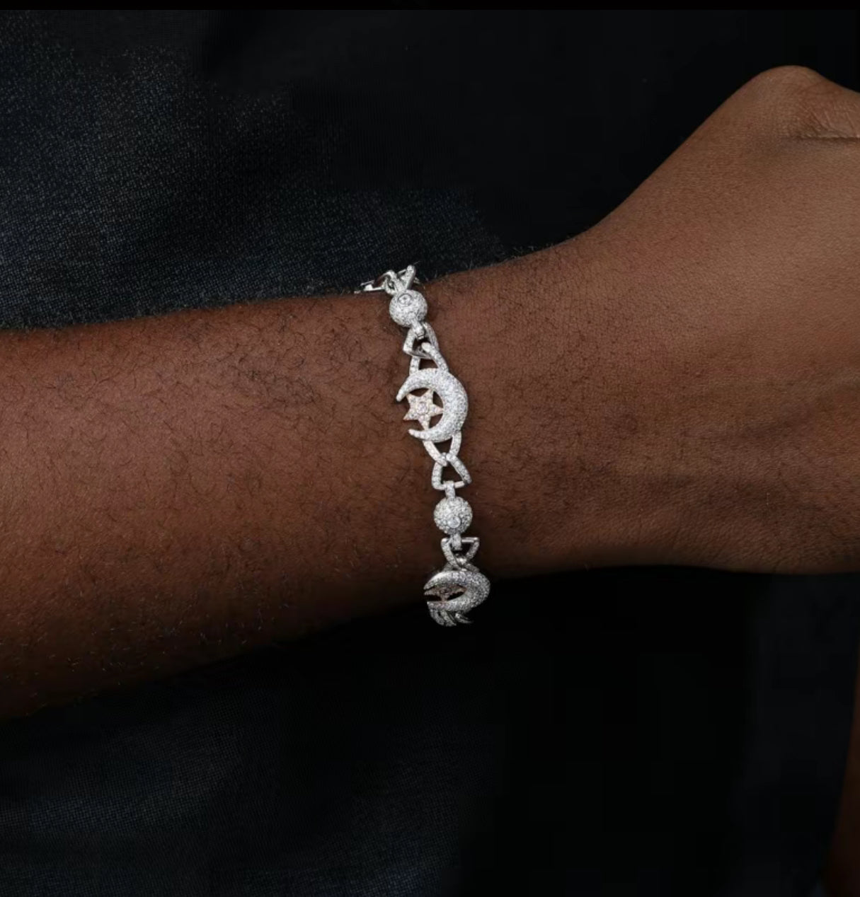 Moissanite 925 silver moon/star bracelet