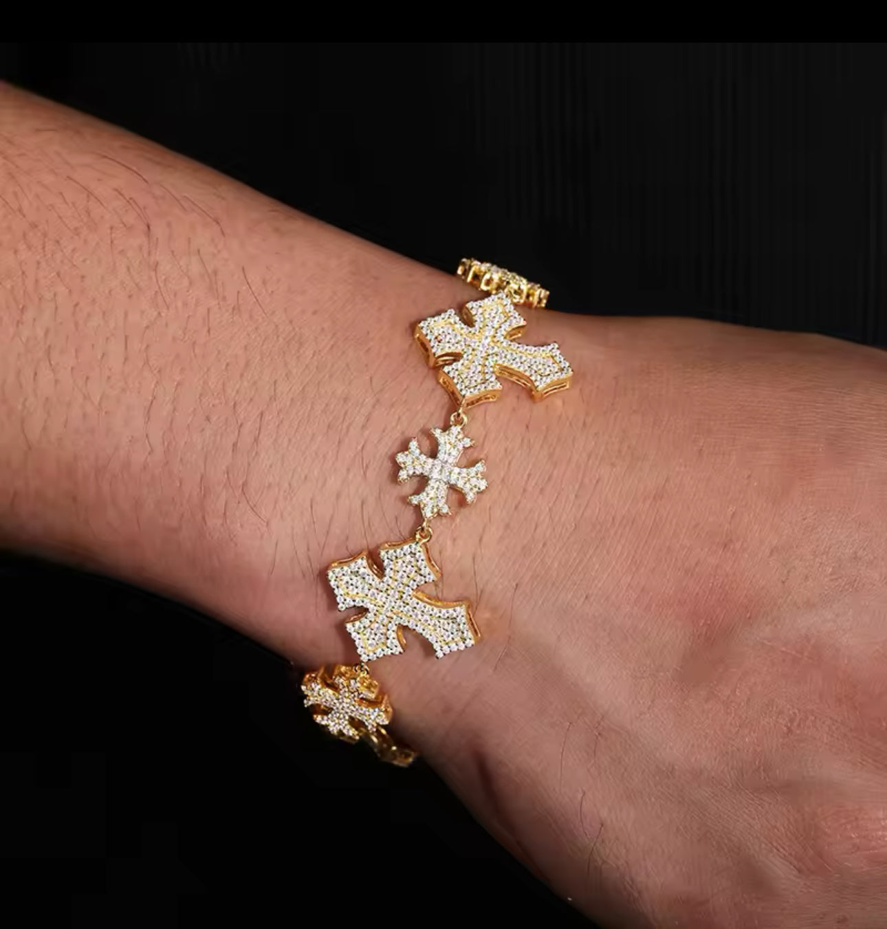 Moissanite Maltese Cross Chain Bracelet 925 Sterling Silver